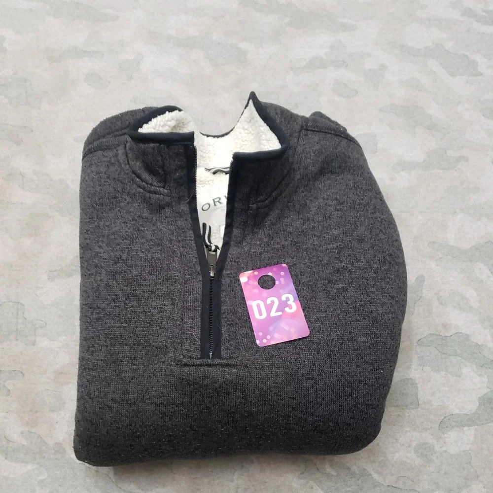 Orvis Sweater Mens Large Gray Quarter Zip Pullover Fleece Outdoor Workwear
